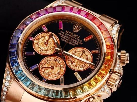 The rainbow bezel is very eye-catching with the hue of rainbow. 
